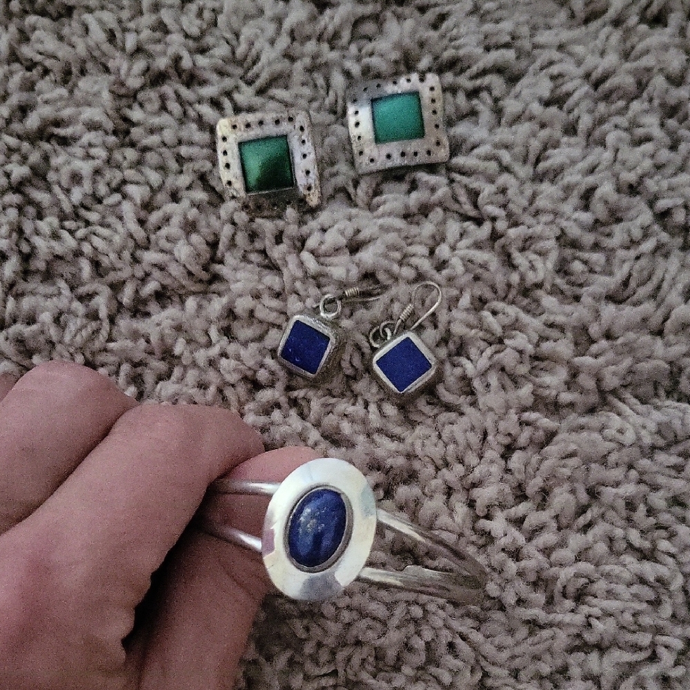 Silver and Blue Jewelry Set